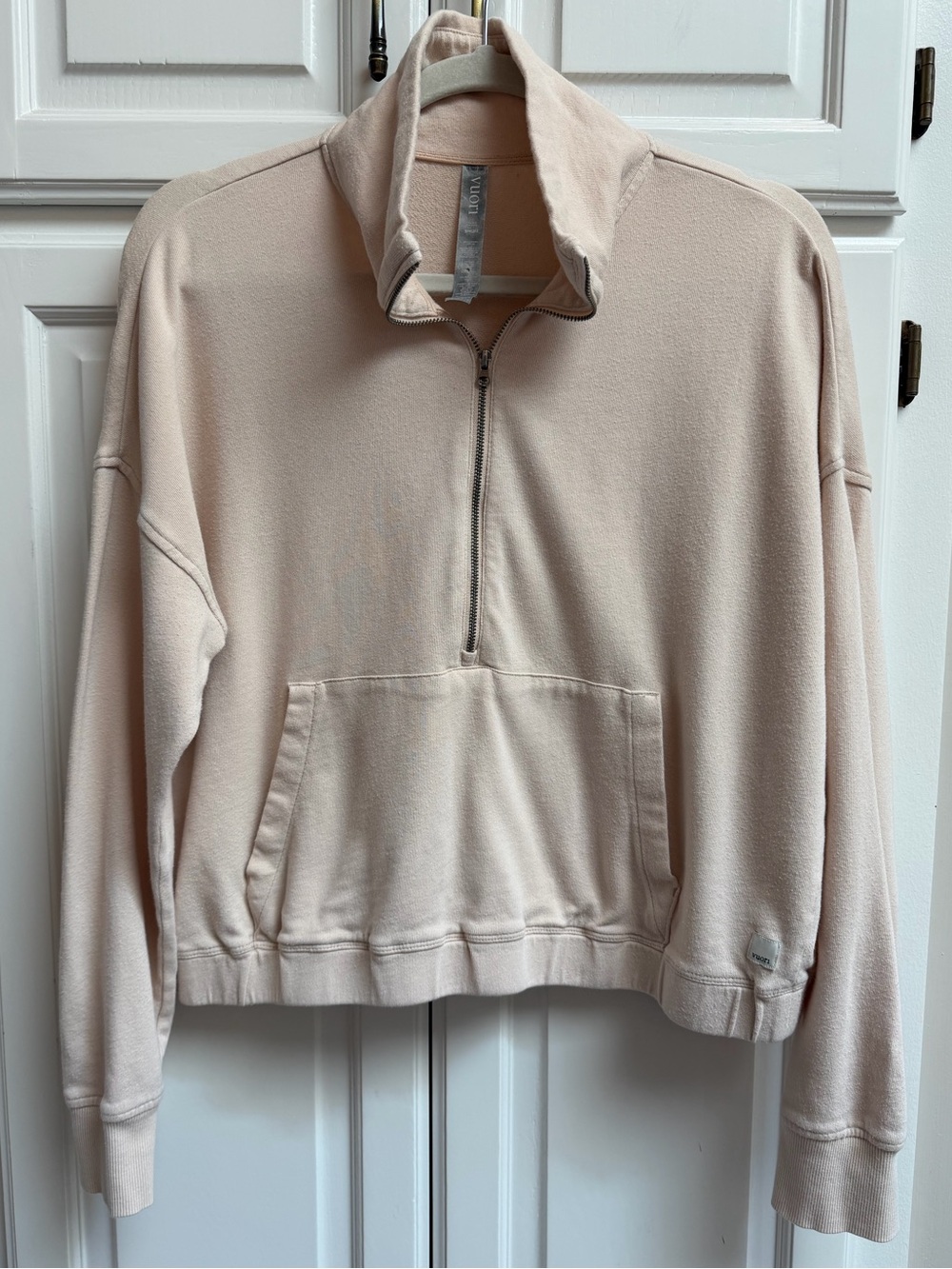 Vuori Half Zip Sunnyside Pullover Sweatshirt Cream Organic Cotton Size Small